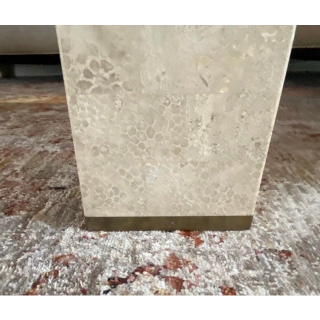 Tessellated Stone Square Coffee Table With Pink Marble Inlay in the Style of Maitland-Smith For Sale - Image 9 of 12