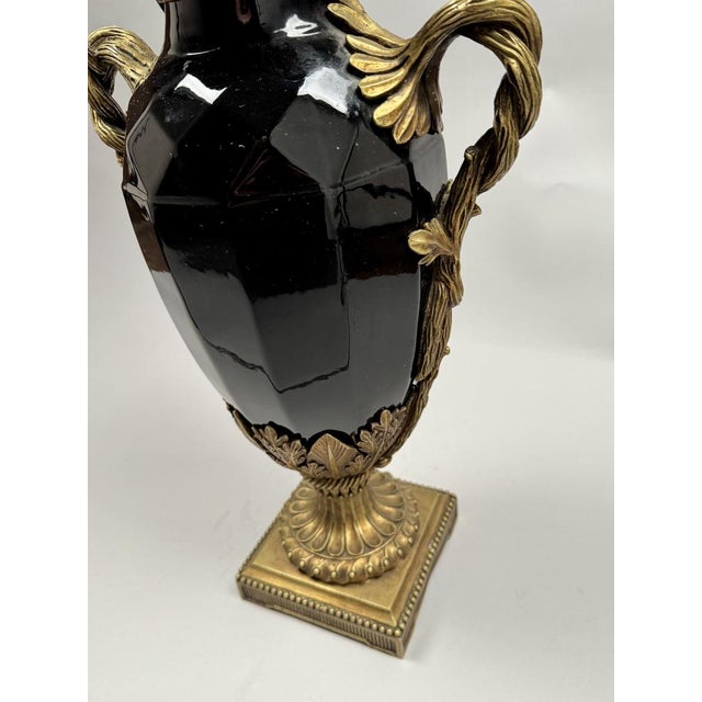 Large Black Ceramic and Bronze Vase, 1880 For Sale - Image 11 of 13