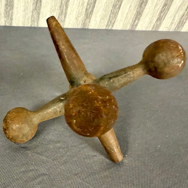 Bill Curry & Design Line Mid-Century Bill Curry Iron Jacks Sculptures / Paperweights / Bookends - A Pair For Sale - Image 4 of 5