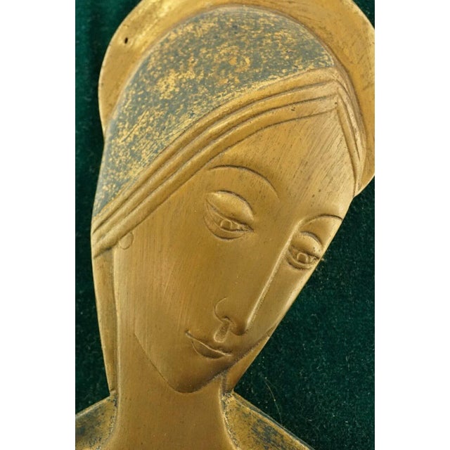 20th Century Gilded Bronze Plaque Sculpture Praying Madonna by Mario Gatti for Guido Reni, Italy, 1950s For Sale - Image 10 of 18
