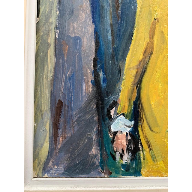 Bruno Paoli "Comments" Original Italian Modern Figurative Portrait, 20th Century Florence Italy Fine Art Painting, Oil on Canvas, 19.25x17 Inches For Sale - Image 4 of 7