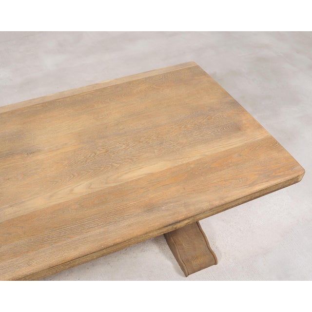 Country Italian Provincial Stripped Oak Trestle Dining Table 7 Ft For Sale - Image 16 of 18