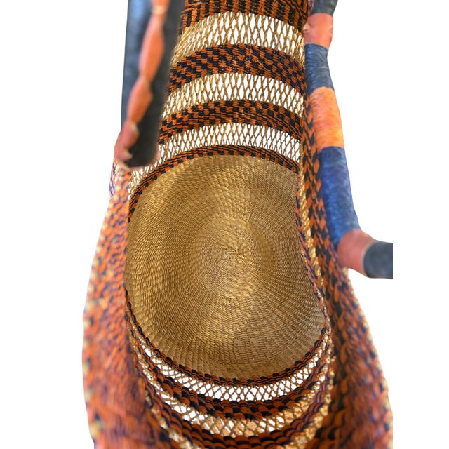 Large African Ghanian Bolga Basket 19" H by 19" W For Sale - Image 4 of 8