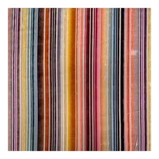 Christopher Hyland Rainbow Vertical Stripe Crushed Velvet Upholstery Fabric - 2.5 Yards For Sale
