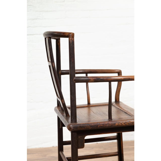 Chinese Ming Dynasty Style Elm Wedding Chair with Curving Back and Carved Splat For Sale - Image 9 of 13