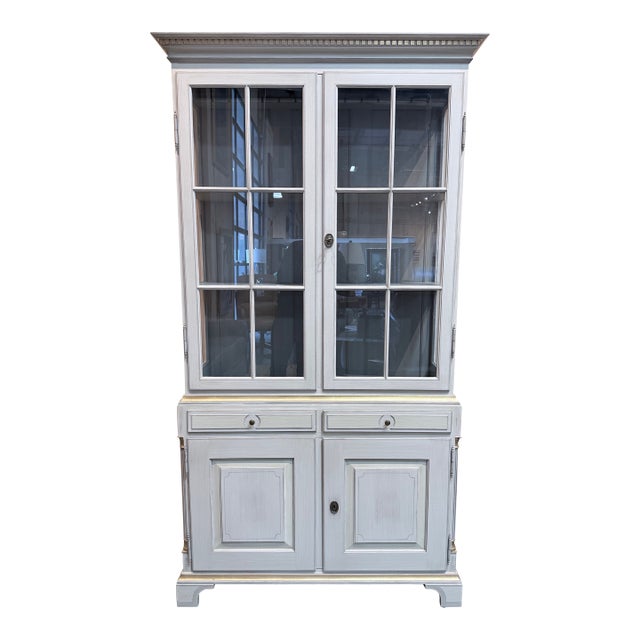 Vintage Gustavian Painted Wood Display Cabinet For Sale