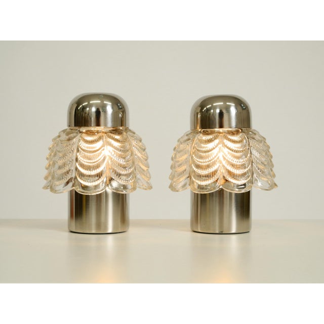Metal Large Metal and Glass Table Lamps from Veb Narva Leuchtenbau, 1960s, Set of 2 For Sale - Image 7 of 18