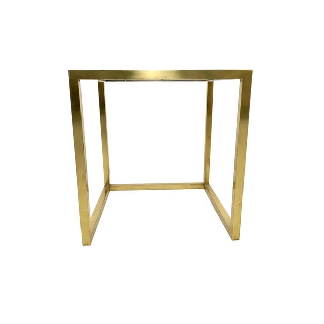 Gold Postmodern Nesting Tables in Brass, Glass and Steel, 1970s, Set of 3 For Sale - Image 8 of 12