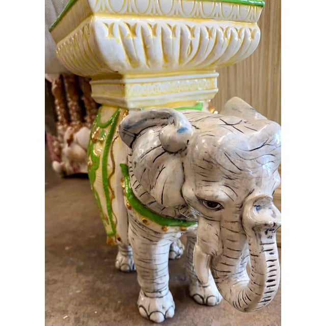 1950s Italian Majolica Elephant Planter Stand For Sale - Image 5 of 5