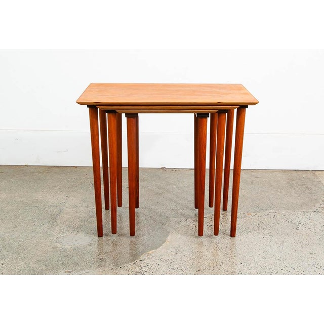 Mid Century Danish Modern Nesting Tables Gp Mobilia Teak Set 3 Denmark MCM Side For Sale In Sacramento - Image 6 of 12