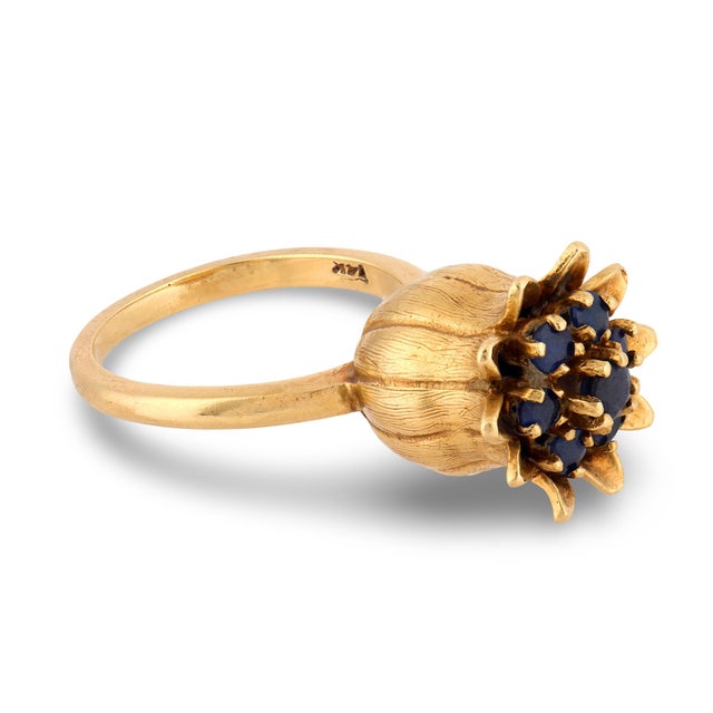 Vintage Sapphire 14k Yellow Gold Ring, Size 6.5 For Sale - Image 4 of 6