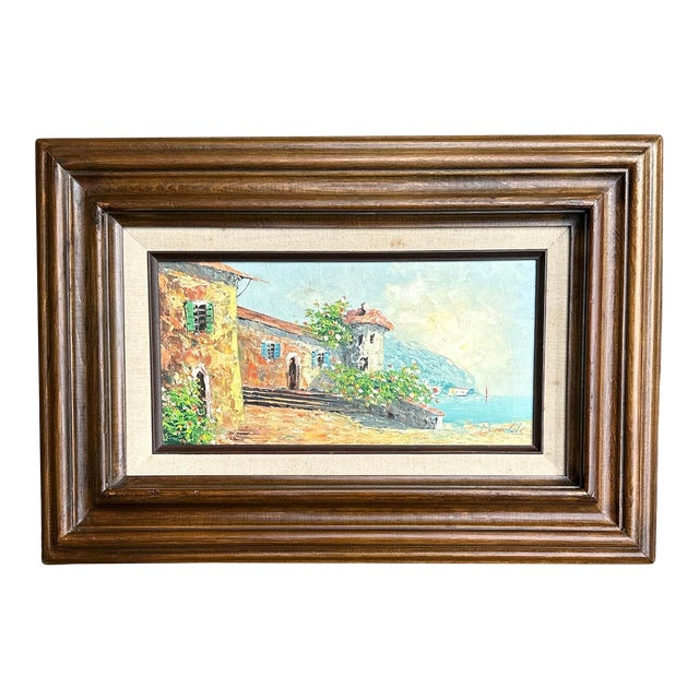 Mid 20th Century Original Seaside Landscape Oil Painting Reynolds Framed For Sale