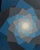 This 20th century Belgian painting by Rene Berdal features a striking geometric composition in black, azure blue, and soft...