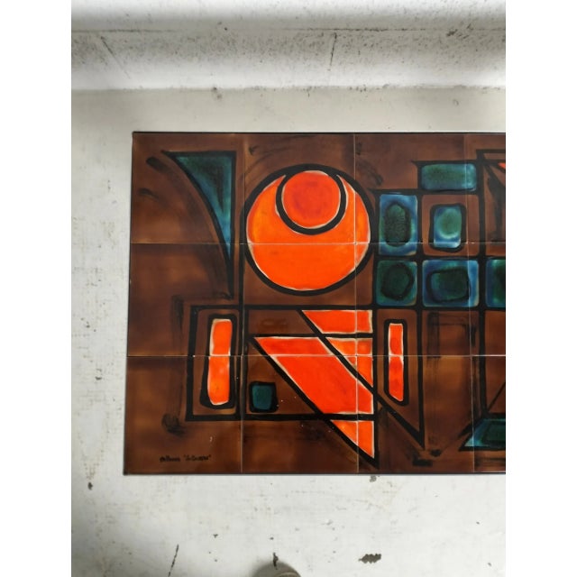 Brown French Metal and Ceramic Coffee Table from Vallarius, 1960s For Sale - Image 8 of 11