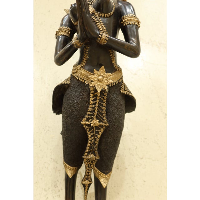 Bronze Water Goddess or Tibetan Statue on Wood Base For Sale - Image 10 of 12