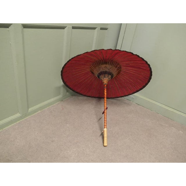 Vintage Art Deco Painted Bamboo Parasol, 1920 For Sale - Image 6 of 8