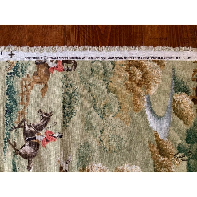 English Parker Kaufmann “Fox Hunt” Equestrian Scenic Toile Designer Fabric – 3.22 Yards X 54” Wide – Ralph Lauren Style, Traditional and English Style Decor For Sale - Image 3 of 5
