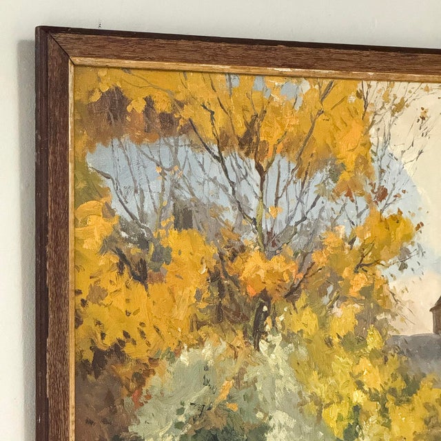 Antique Framed Oil Painting on Canvas by Victor Fermans 'Autumn Village Scene' For Sale - Image 14 of 16