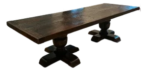 Late 20th Century Country French Provincial Oak Farmhouse Double Pedestal Dining Table
