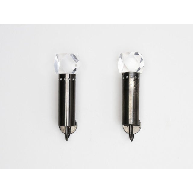 Brass and Acrylic Glass Wall Lights by Gaetano Sciolari for Sciolari, 1970s, Set of 2 For Sale - Image 3 of 8