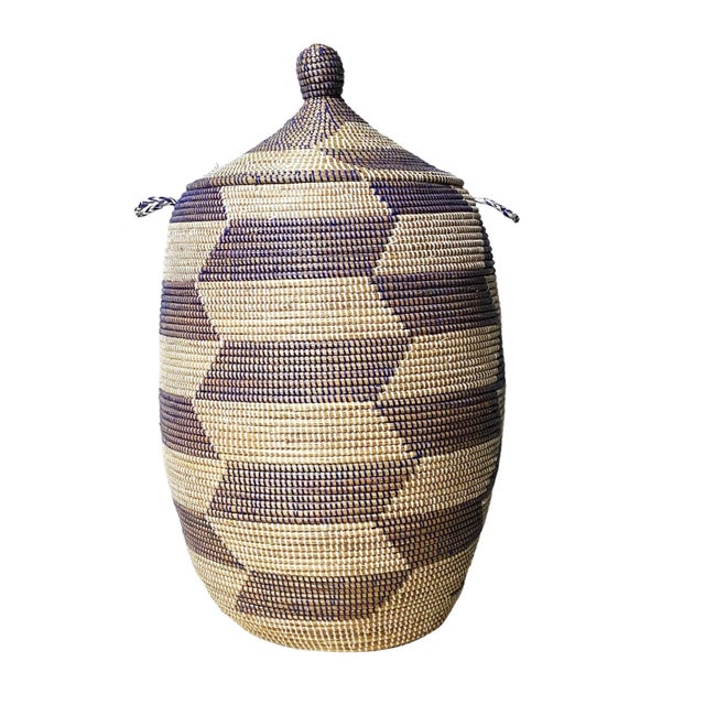 Lg Basket With Lid Senegal West Africa 34" H For Sale In New York - Image 6 of 6