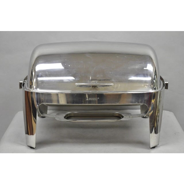 Late 20th Century Sunnex Stainless Steel Rolling 8.5l Chafing Dish Buffet Chafer Catering Server For Sale - Image 16 of 16