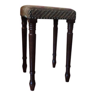 19th Century English Regency Mahogany Needlepoint Stool For Sale