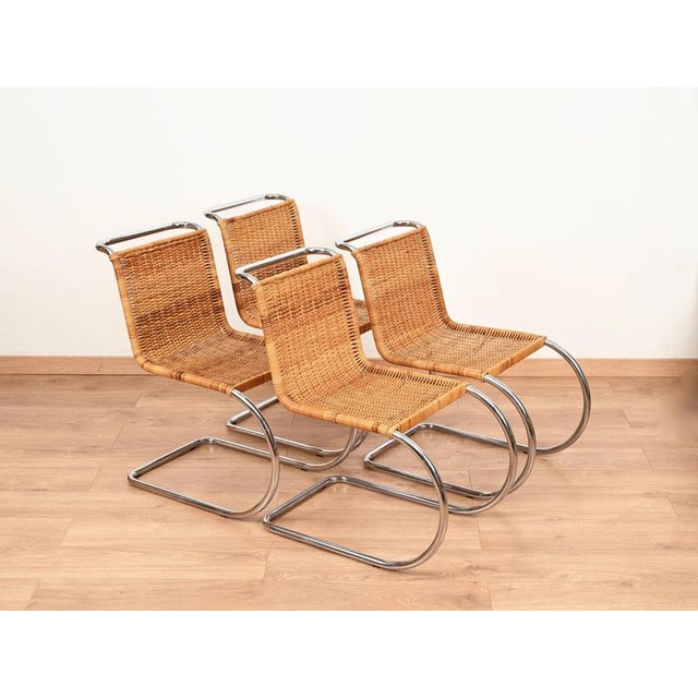 Ludwig Mies van der Rohe MR10 Rattan Chairs by Ludwig Mies Van Der Rohe for Knoll, 1960s, Set of 4 For Sale - Image 4 of 18