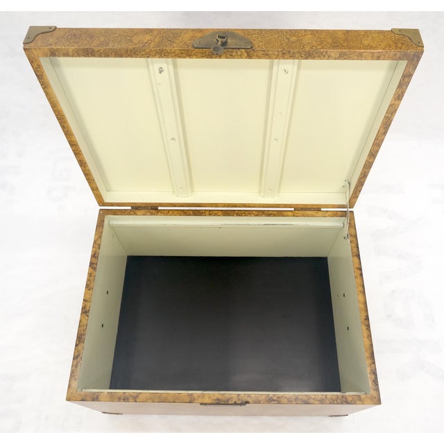 Faux Tortoise Finish Hand Painted Decorated Campaign Style Trunk Box MINT For Sale - Image 14 of 16