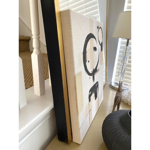 Original "Untitled" Modernist Abstract in Oil and Ink on Old, Repurposed Canvas by Kendra Dennis For Sale - Image 10 of 12