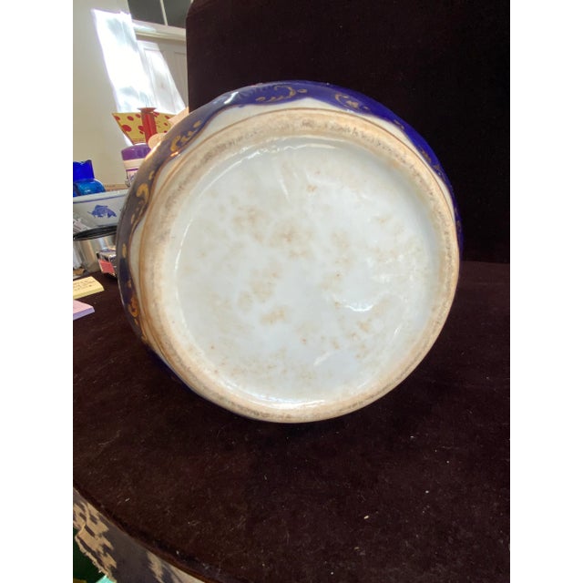 Late 19th Century Nippon Large Ewer Pitcher Cobalt Hand Painted For Sale - Image 4 of 11