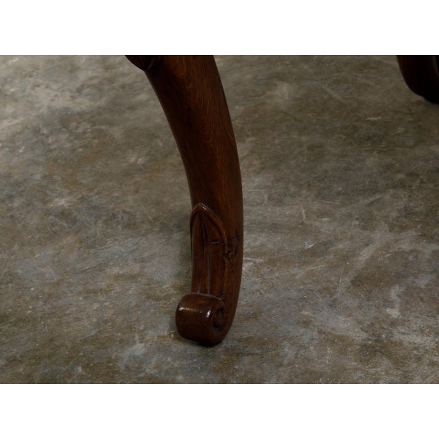 English 1820s Mahogany Stool with Floral Themed Upholstery and Cabriole Legs For Sale In Atlanta - Image 6 of 10