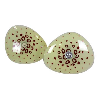 Large Vintage Czechoslovakian Opaline Glass Pendant Lights, 1970s, Set of 2 For Sale