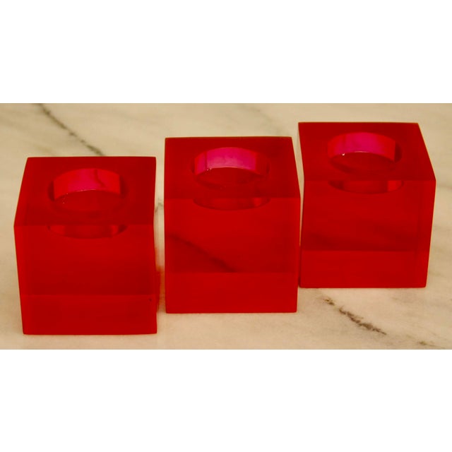 Pink Lucite Votive Candle Holders Set of 3 Chairish