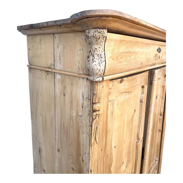 Charles Joseph Biederman Antique Mid 1800s Biedermeier Style Bleached Pine Maid's Cupboard Sideboard Wardrobe For Sale - Image 4 of 6