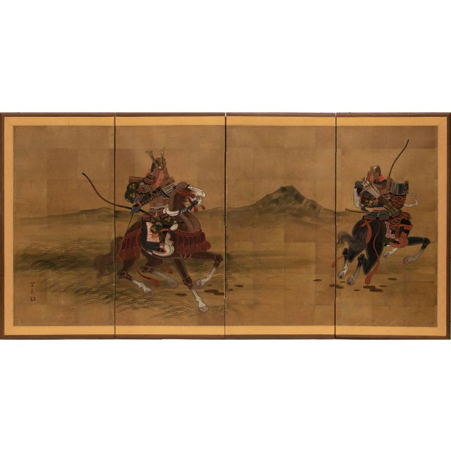 C. 1950-1960s Shōwa Era Japanese Byobu Screen "Samurai" For Sale - Image 12 of 12