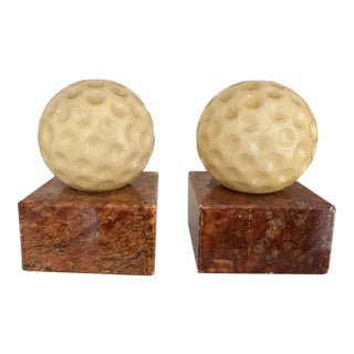 Vintage Marble Golf Ball Bookends - a Pair For Sale