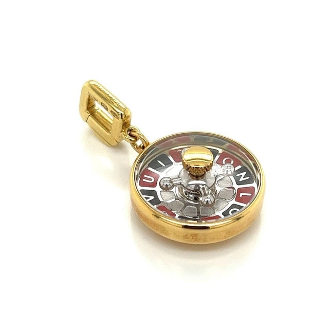 Contemporary Mid 20th Century Louis Vuitton 18k Yellow Gold Roulette Game Wheel Charm Pendant For Sale - Image 3 of 8