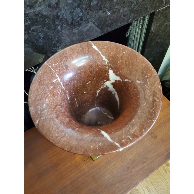 1920s Carved Rosso Di Verona Marble Stone and Bronze Medici Urn Style Neo-Classical Campana Form Vase For Sale - Image 5 of 14