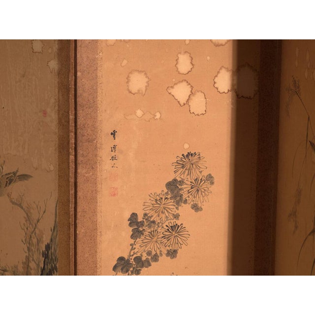 Antique Japanese Six-Panel Screen with Box, 1900 For Sale - Image 3 of 18