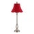 Late 20th Century Hollywood Regency Tall Brushed Stainless Steel Table Lamp With Veined Orb and Burgundy Scalloped Bell Shade For Sale