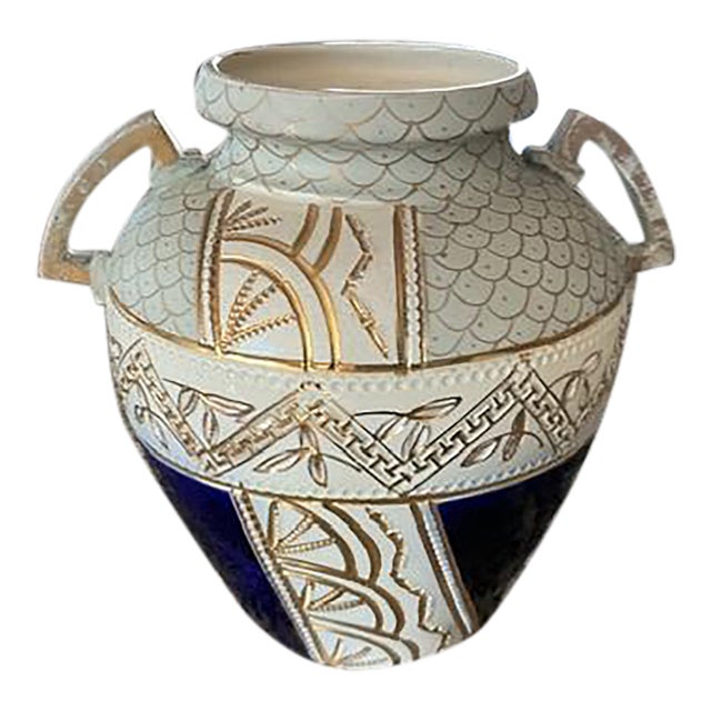 1910s Foresters Majolica Handled Urn Vase For Sale