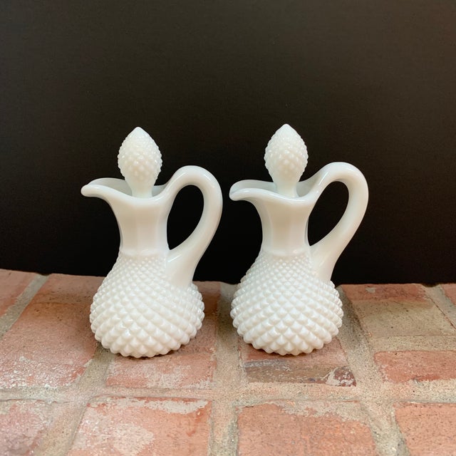 Vintage Westmoreland English Hobnail Milk Glass Cruet 2 Pc. Set Chairish
