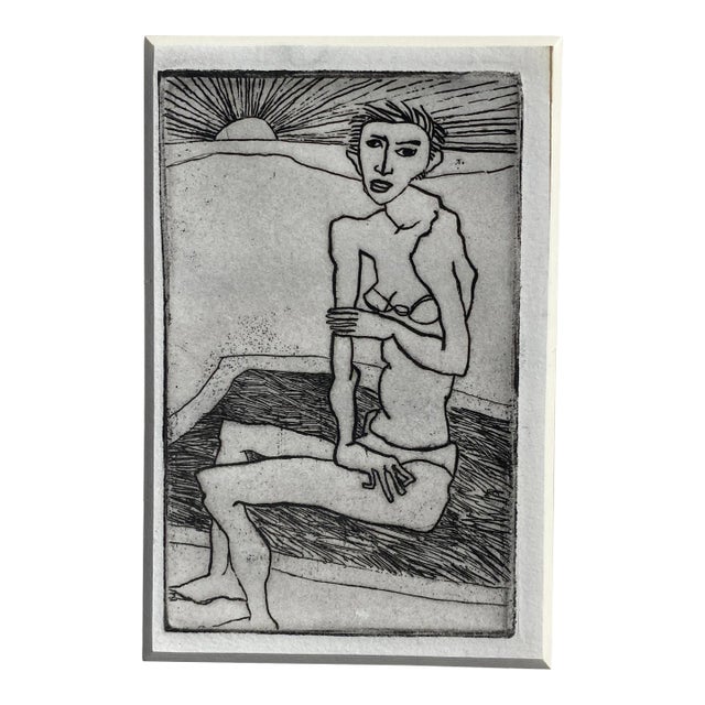 1980 Modern Female Bather Etching For Sale