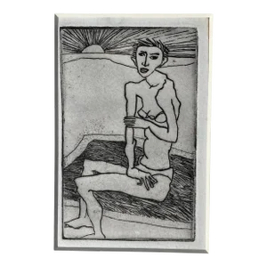 1980 Modern Female Bather Etching