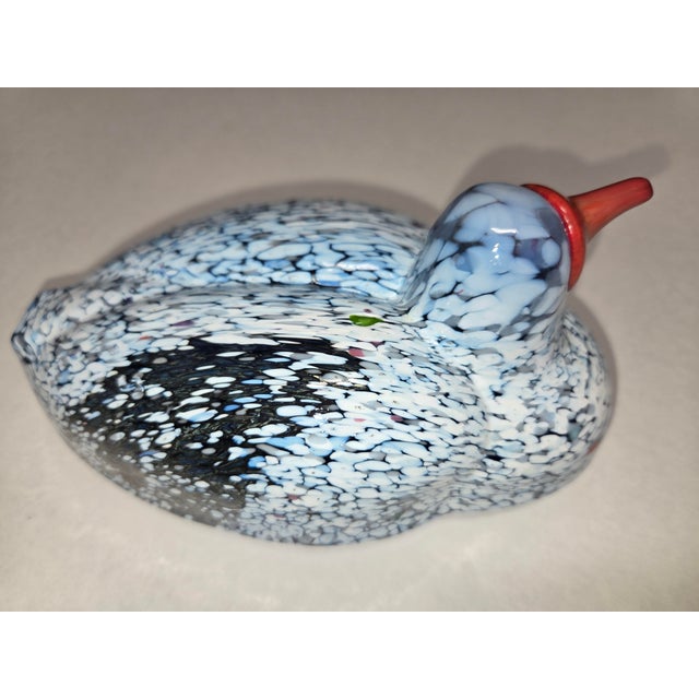 Blue 1970's Vintage Kosta Boda "Boda Birds" Art Glass Duck by Bertil Vallien For Sale - Image 8 of 11