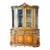Vintage Italian Provincial Baroque Style Floral Marquetry Curved Glass China Cabinet For Sale