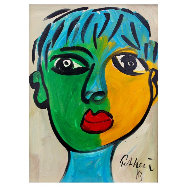 Peter Robert Keil, Portrait of a Young Woman, 1983, Oil on Board For Sale