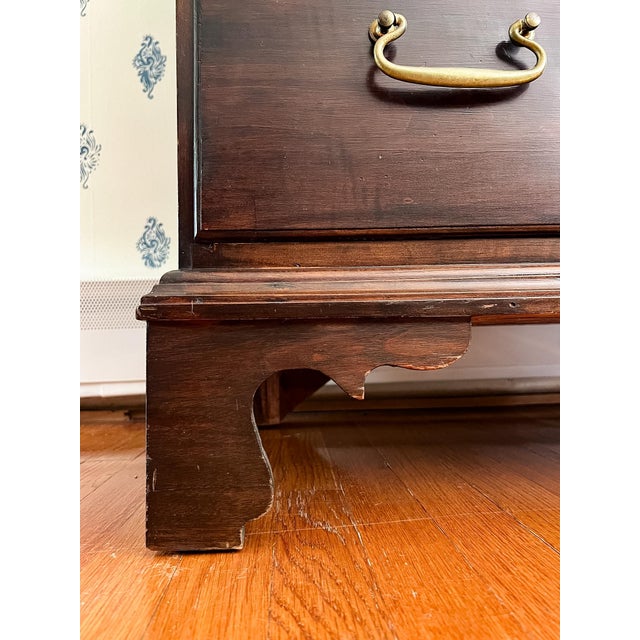Brown Antique Early 1800s New England Neoclassical Cherry Chest of Drawers, Former Top of a Chest on Chest. For Sale - Image 8 of 14