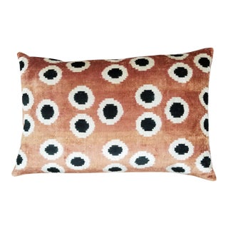 Silk Uzbek Ikat Velvet Hand Made Pillow Cushion,16x24 For Sale